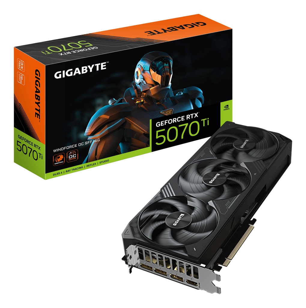 [GV-N507TWF3OC-16GD] GIGABYTE GeForce RTX 5070 Ti WINDFORCE OC SFF 16G Scheda Grafica - 16GB GDDR7, 256 bit, PCI-E 5.0, 2497 MHz Core Clock, 3 x DP 2.1a, 1 x HDMI 2.1b, NVIDIA DLSS 4, GV-N507TWF3OC-16GD