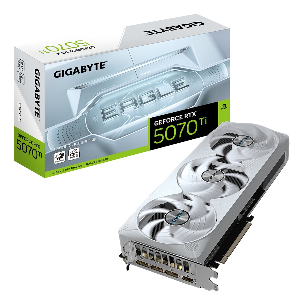 [GV-N507TEAGLEOC ICE-16GD] GIGABYTE GeForce RTX 5070 Ti EAGLE OC ICE SFF 16G Scheda Grafica - 16GB GDDR7, 256 bit, PCI-E 5.0, 2542 MHz Core Clock, 3 x DP 2.1a, 1 x HDMI 2.1b, NVIDIA DLSS 4, GV-N507TEAGLEOC ICE-16GD