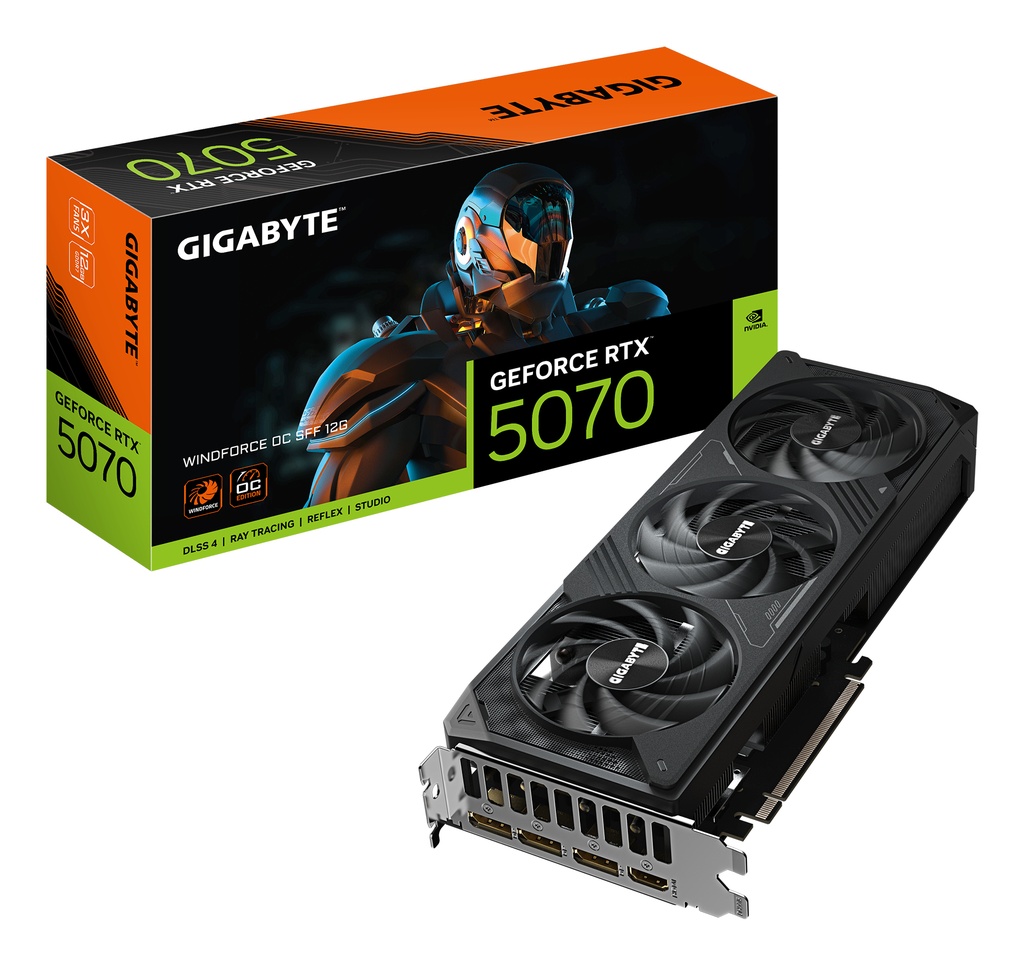 [GV-N5070WF3OC-12GD] GIGABYTE GeForce RTX 5070 WINDFORCE OC SFF 12G Scheda Grafica - 12GB GDDR7, 192 bit, PCI-E 5.0, 2542 MHz Core Clock, 3 x DP 2.1a, 1 x HDMI 2.1b, NVIDIA DLSS 4, GV-N5070WF3OC-12GD