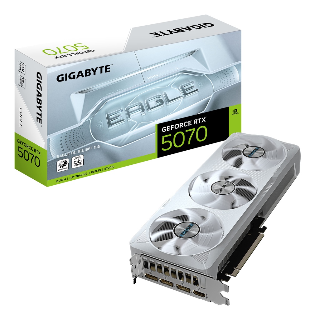 [GV-N5070EAGLEOC ICE-12GD] GIGABYTE GeForce RTX 5070 EAGLE OC ICE SFF 12G Scheda Grafica - 12GB GDDR7, 192 bit, PCI-E 5.0, 2587 MHz Core Clock, 3 x DP 2.1a, 1 x HDMI 2.1b, NVIDIA DLSS 4, GV-N5070EAGLEOC ICE-12GD