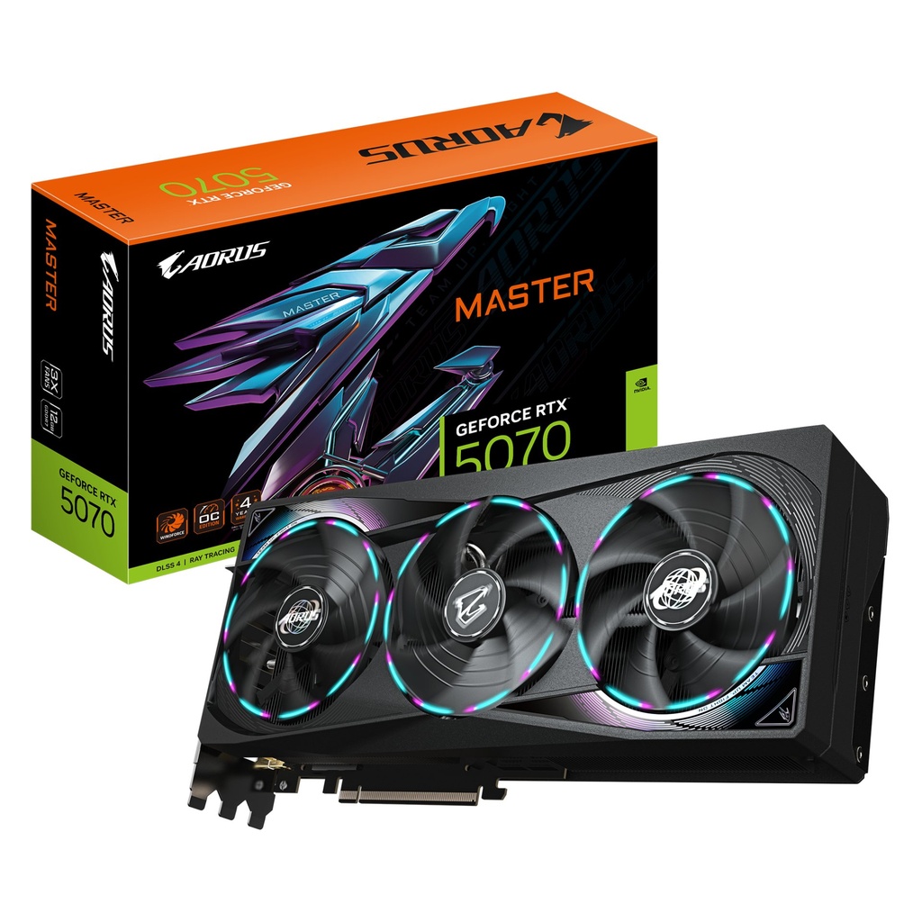 [GV-N5070AORUS M-12GD] GIGABYTE AORUS GeForce RTX 5070 MASTER 12G Scheda Grafica - 12GB GDDR7, 192 bit, PCI-E 5.0, 2715 MHz Core Clock, 3 x DP 2.1a, 1 x HDMI 2.1b, NVIDIA DLSS 4, GV-N5070AORUS M-12GD