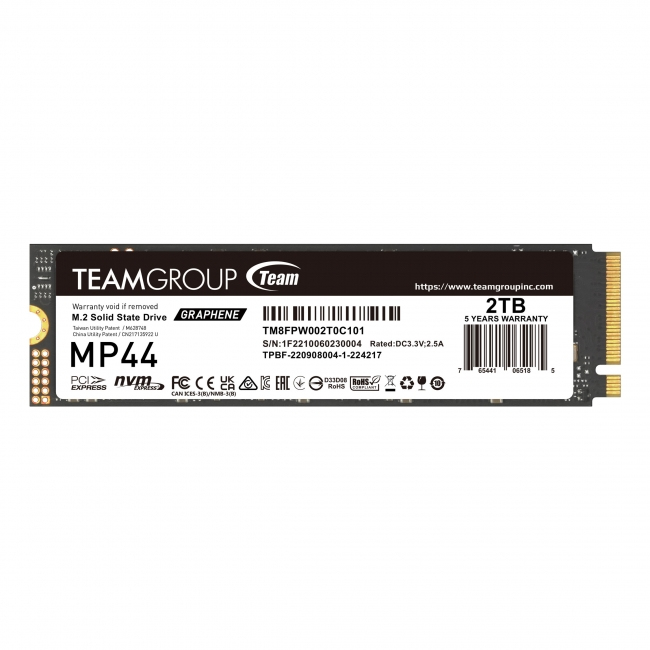 [TM8FPW002T0C101] SSD Teamgroup 2TB MP44 TM8FPW002T0C101 PCIe M.2  PCIe 4.0 x4