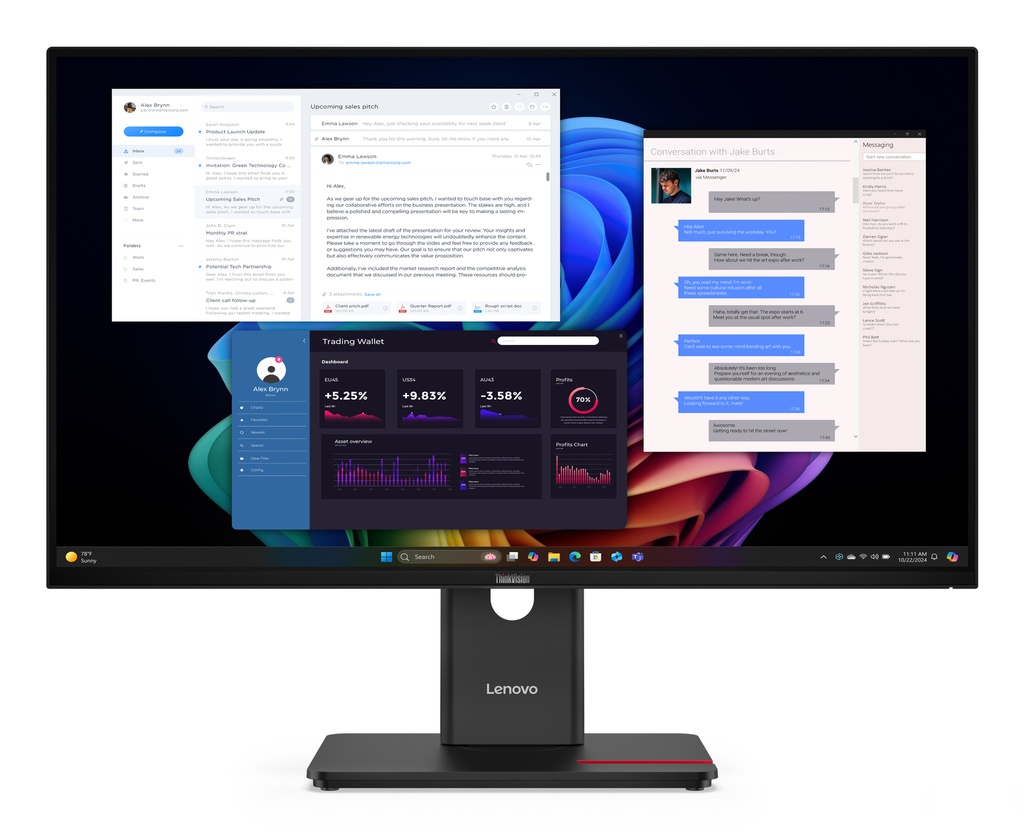 Lenovo ThinkVision T27UD-40 computer monitor 68.6 cm (27") 3840 x 2160 pixels 4K Ultra HD LCD Black
