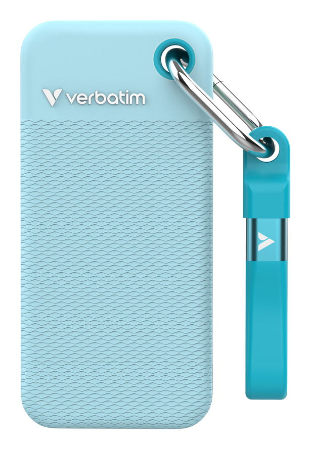 [32324] Verbatim Pocket SSD USB 3.2 Gen 2 1TB Polar Blue incl. two rubber sleeves