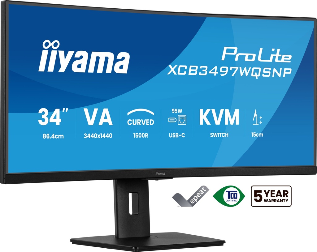 [XCB3497WQSNP-B1] iiyama ProLite XCB3497WQSNP-B1 computer monitor 86.4 cm (34") 3440 x 1440 pixels UltraWide Quad HD LED Black