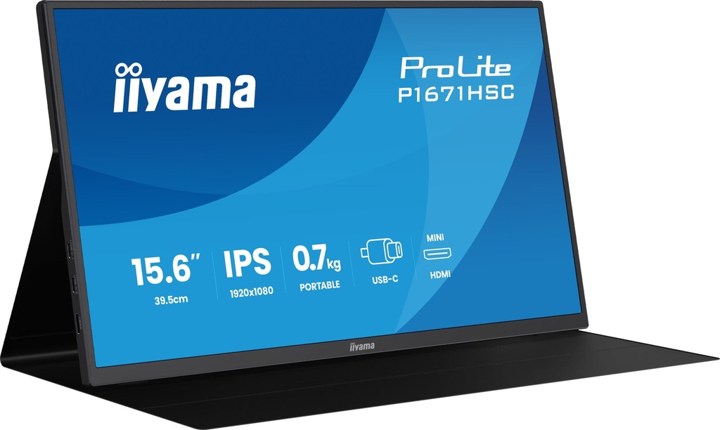 [P1671HSC-B1] iiyama ProLite P1671HSC-B1 computer monitor 39.6 cm (15.6") 1920 x 1080 pixels Full HD LED Black