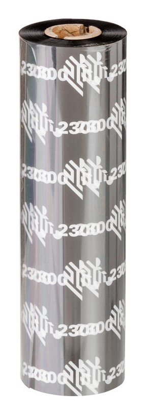 ORIGINAL Zebra Nastro colorato nero 2300 WAX 02300BK11045 12 Rotoli, cera, 110 mm x 450 m, nucleo: 25 mm