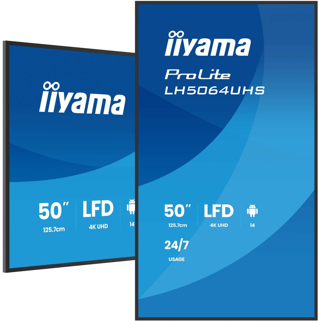 [LH5064UHS-B1AG] iiyama LH5064UHS-B1AG visualizzatore di messaggi Pannello piatto per segnaletica digitale 127 cm (50") Wi-Fi 500 cd/m² 4K Ultra HD Nero Processore integrato Android 24/7