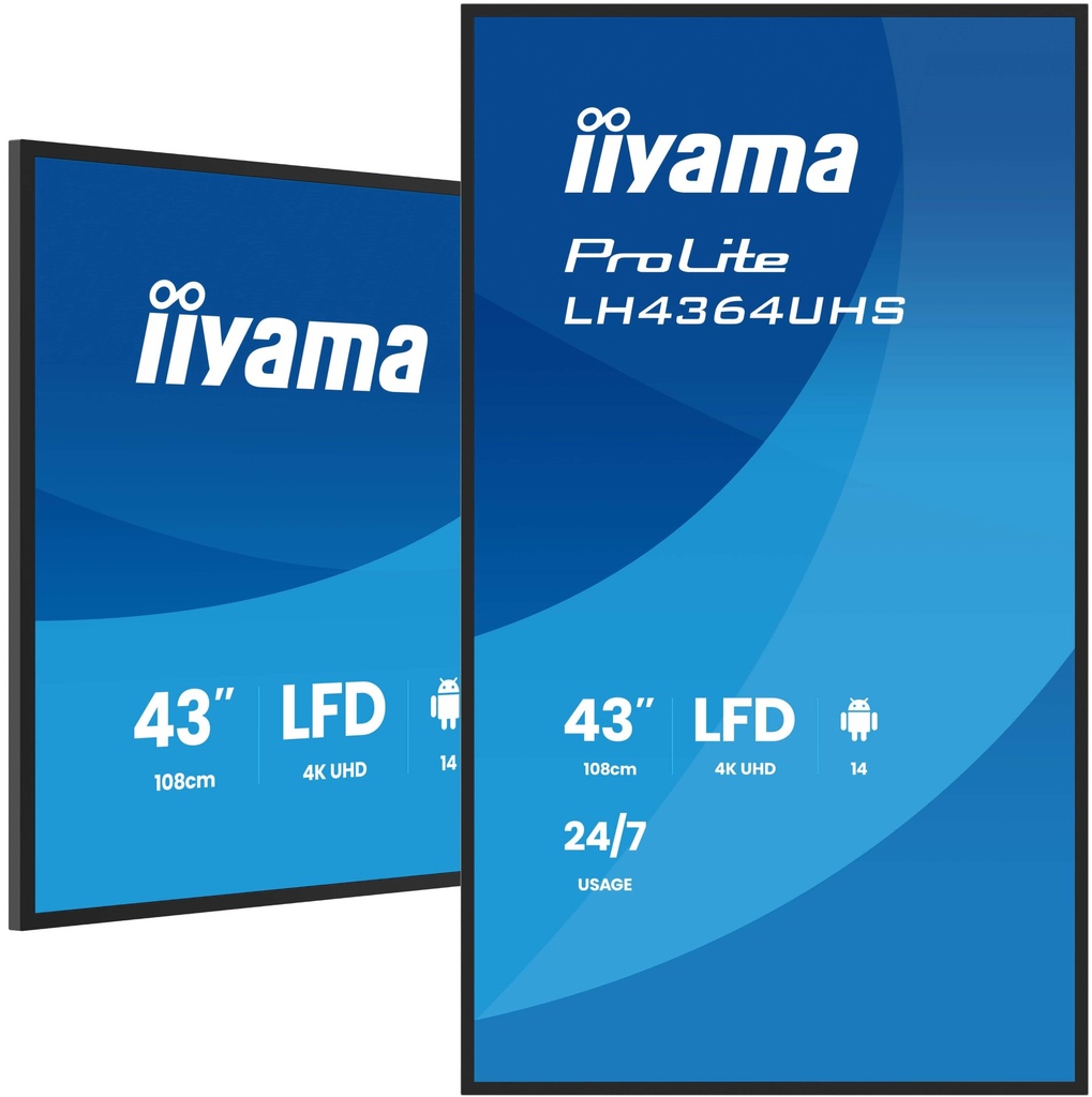 [LH4364UHS-B1AG] iiyama LH4364UHS-B1AG visualizzatore di messaggi Pannello piatto per segnaletica digitale 109,2 cm (43") LED Wi-Fi 500 cd/m² 4K Ultra HD Nero Processore integrato Android 24/7