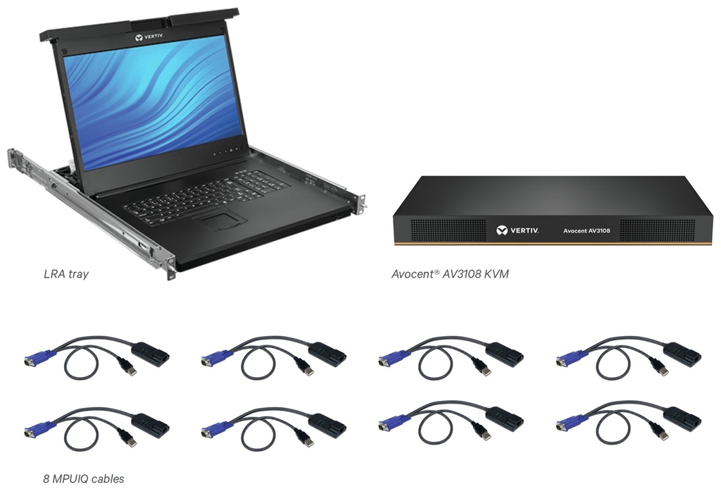 [LRA185KMM8D-001] Vertiv Avocent 8 Computer - 47 cm (18,5") LED - UXGA - 1600 x 1200 - 16:9Porta PS/2USBVGA - Tastiera - TouchPad - 120 V AC, 230 V AC Input Voltage - 1U Alto - PC