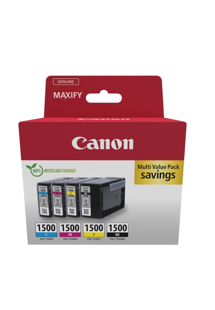 ORIGINAL Canon Multipack nero / ciano / magenta / giallo PGI-1500 9218B006 ~1300 Seiten