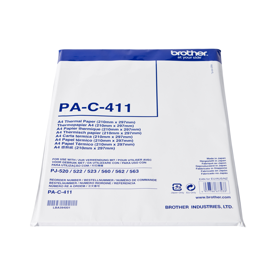 ORIGINAL Brother Carta Bianco PA-C-411 PAC411 Carta termica DIN A4, 100 Fogli