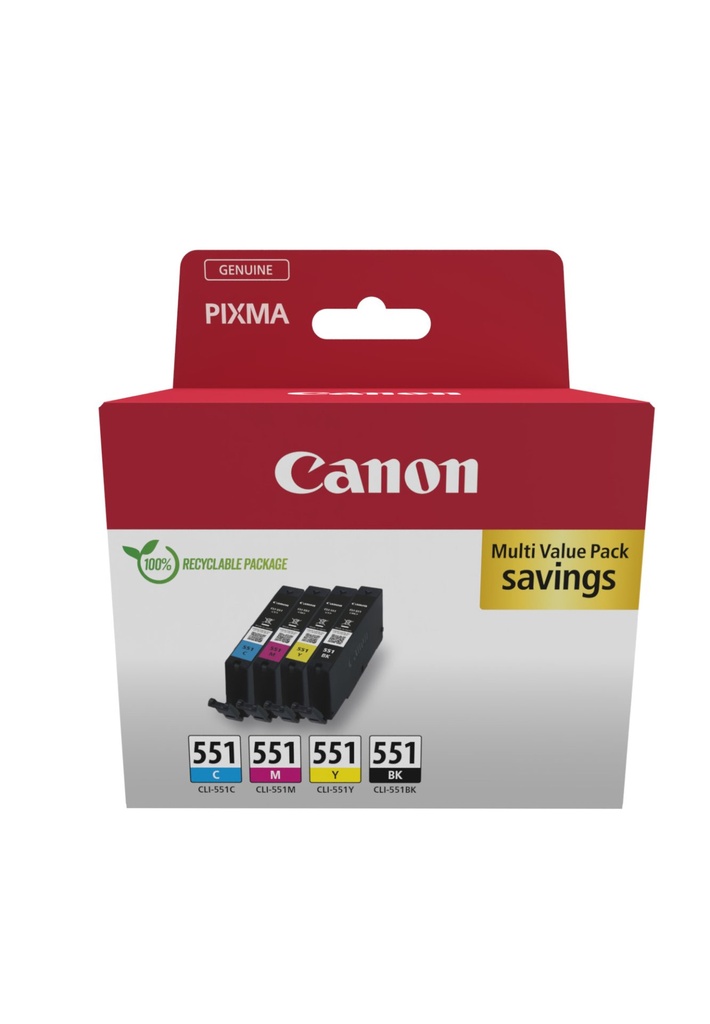 ORIGINAL Canon Multipack nero / ciano / magenta / giallo CLI-551 6509B015 ~1290 Seiten